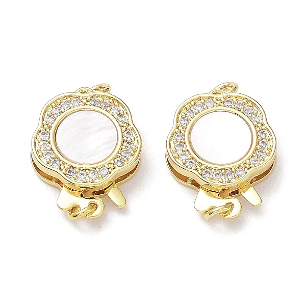 

PandaHall Rack Plating Brass Micro Pave Clear Cubic Zirconia Box Clasps, with Natural Shell, 1-Strand, 2-Hole, Long-Lasting Plated, Lead...