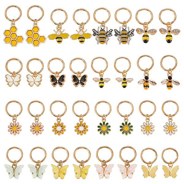 

PandaHall Alloy Enamel & Resin & Rhinestone Braiding Hair Pendants Decoration Clips, with Alloy Jump Rings, Bee/Butterfly/Flower, Mixed..., Multicolor