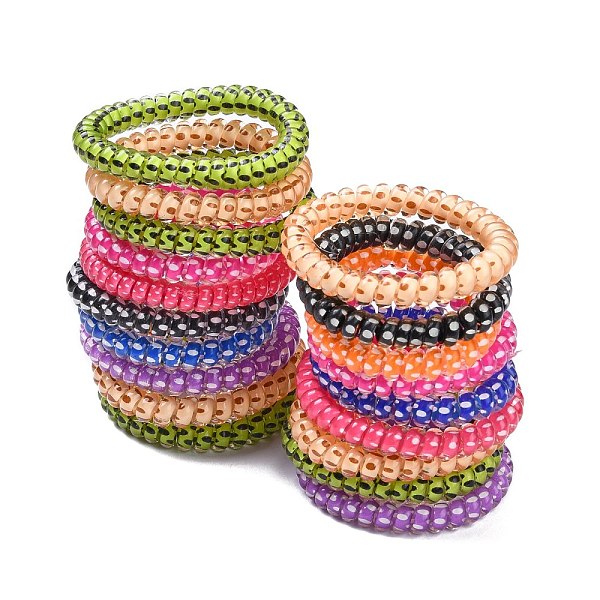 

PandaHall Telephone Cord Elastic Hair Ties, Ponytail Holder, Plastic, Mixed Color, 6mm, Inner Diameter: 32~35mm Plastic Multicolor