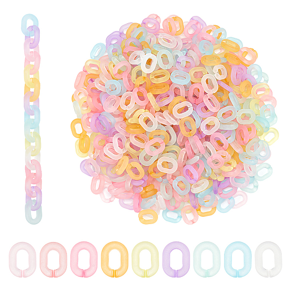 

PandaHall WADORN 450Pcs 9 Colors Transparent Acrylic Linking Rings, Quick Link Connectors, Frosted, Oval, Mixed Color, 19.5x15x5mm, Inner..., Multicolor