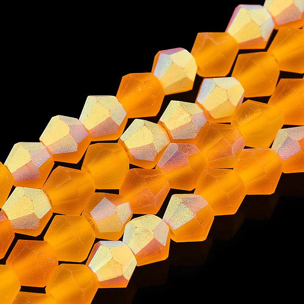 

PandaHall Imitate Austrian Crystal Bicone Frosted Glass Beads Strands, Grade AA, Faceted, Orange, 4x4mm, Hole: 1mm, about 82~85pcs/strand...