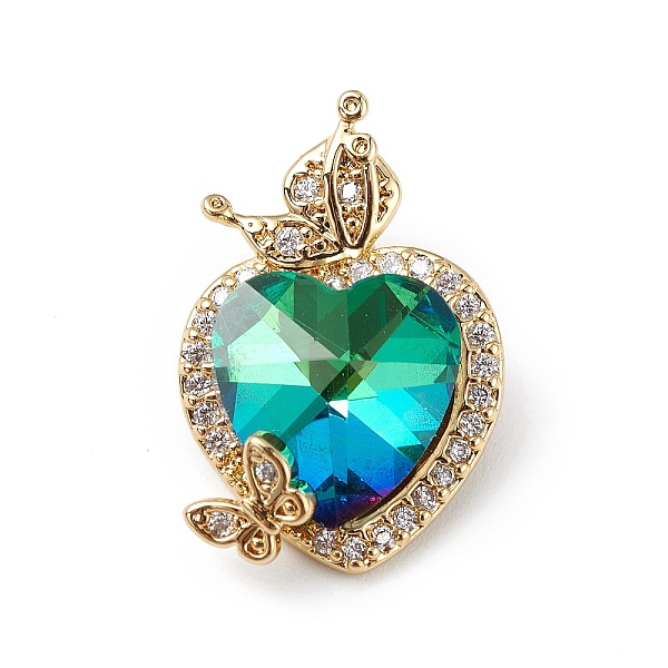 

PandaHall Real 18K Gold Plated Rack Plating Brass Micro Pave Clear Cubic Zirconia Pendants, with Glass, Long-Lasting Plated, Cadmium Free &...
