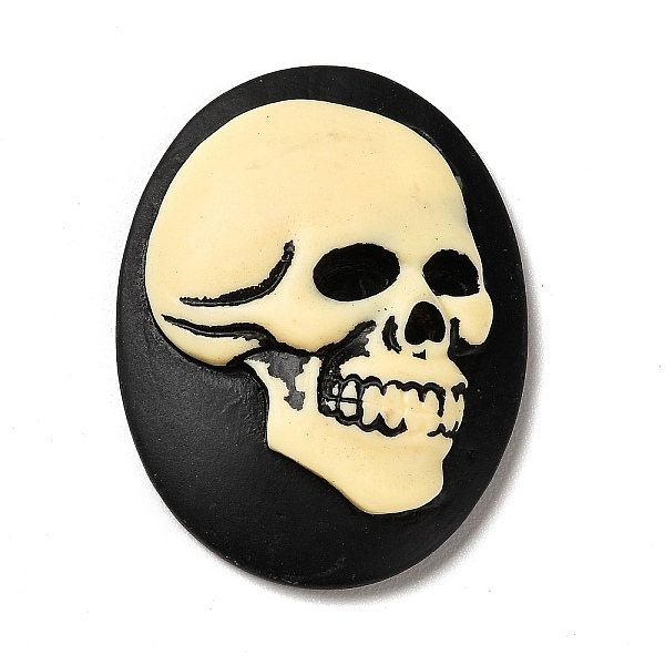 

PandaHall Halloween Opaque Resin Cabochons, Oval with Skull, Black, 38.5x29x8mm Resin Oval Black