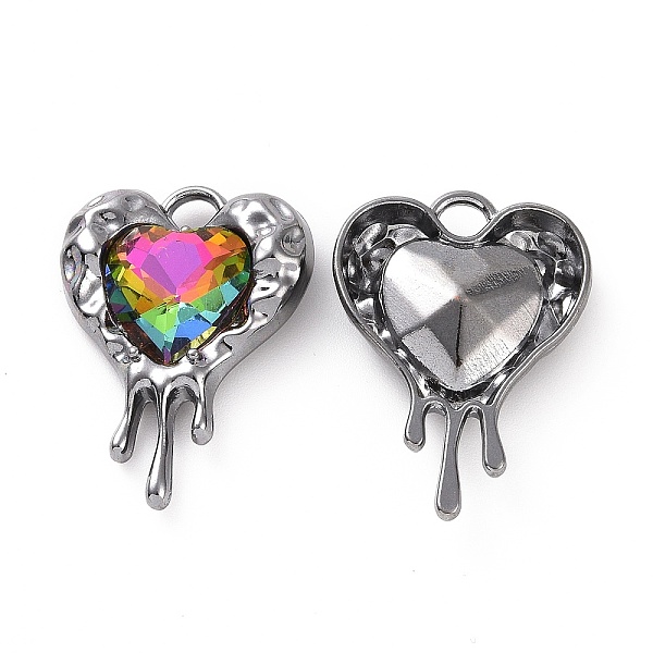 

PandaHall Rack Plating Alloy Glass Pendants, Cadmium Free & Lead Free & Nickle Free, Gunmetal Tone Melting Heart Charms, Colorful, 24x17x5mm...