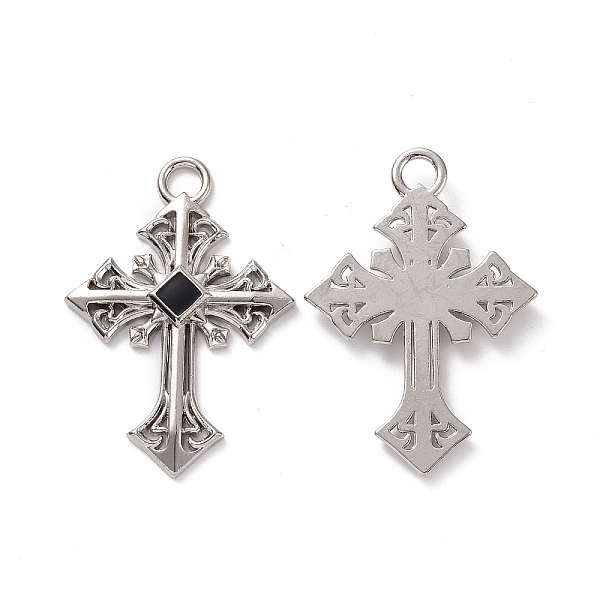 

PandaHall Alloy Pendant with Enamel, Cross, Platinum, Black, 55.5x38.5x5mm, Hole: 5.5mm Alloy+Enamel Cross Black
