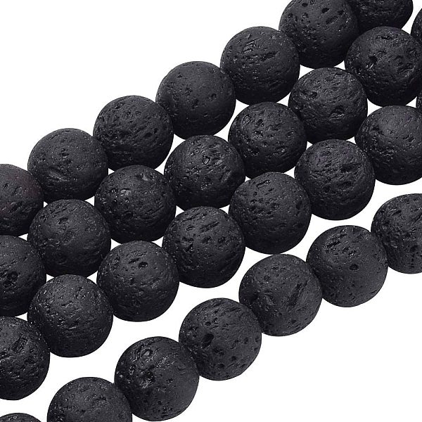 

PandaHall Olycraft Natural Lava Rock Beads Strands, Black, Round, 8mm, Hole: 1mm, about 47pcs/strand, 15 inch Round Black