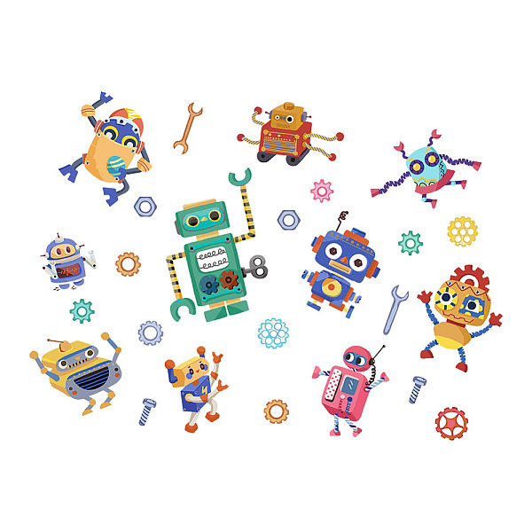 

PandaHall PVC Wall Stickers, Wall Decoration, Robot Pattern, 1000x390mm Plastic Others