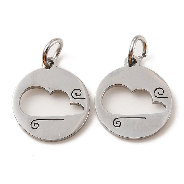 

PandaHall 304 Stainless Steel Charms, Laser Cut, with Jump Ring, Stainless Steel Color, Hollow, Flat Round Charm, Cloud, 13.5x12x1mm, Hole...