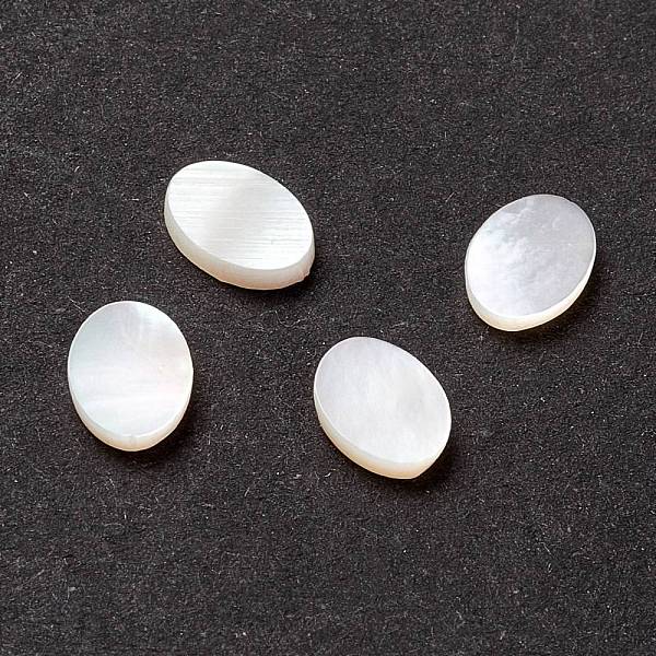 

PandaHall White Shell Cabochons, Flat Oval, White, 7x5x1mm White Shell Oval White