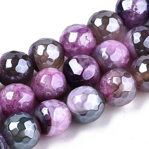 

PandaHall Electroplate Natural Agate Beads Strands, Dyed, Faceted, Pearl Luster Plated, Round, Colorful, 10.5mm, Hole: 1.2mm, about...