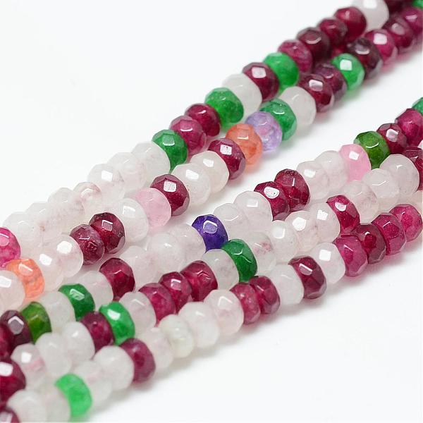 

PandaHall Natural White Jade Bead Strands, Dyed, Faceted, Rondelle, Colorful, 4~5x3mm, Hole: 0.5mm, about 115~120pcs/strand, 13.39~13.98...
