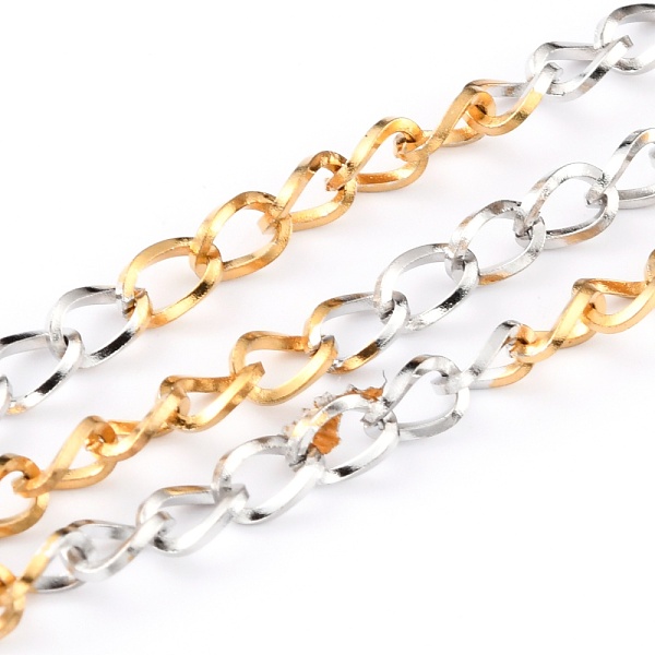 

PandaHall Two Tone 304 Stainless Steel Curb Chains, Twisted Chains, Unwelded, with Spool, Golden & Stainless Steel Color, 6x4x2mm, 32.8 Feet...