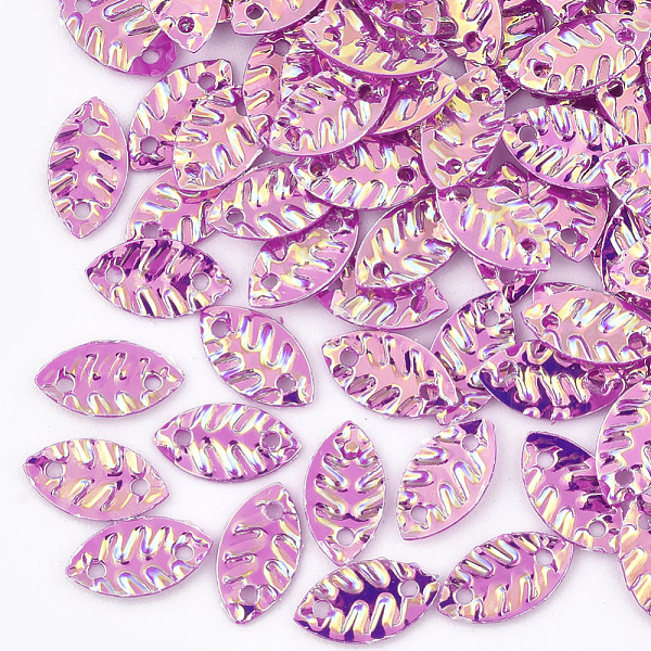 

PandaHall Plastic Paillette Links, Sequins Beads, Leaf, Magenta, 8.5x4.5x0.5mm, Hole: 1mm, about 30000pcs/500g Plastic Leaf Pink