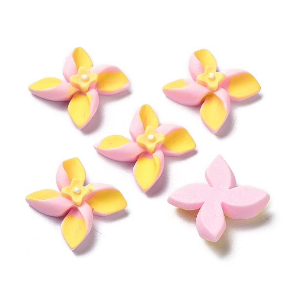 PandaHall Opaque Resin Cabochons, for DIY Decoration, Flower, Yellow, 25x19x7mm Resin Flower Yellow