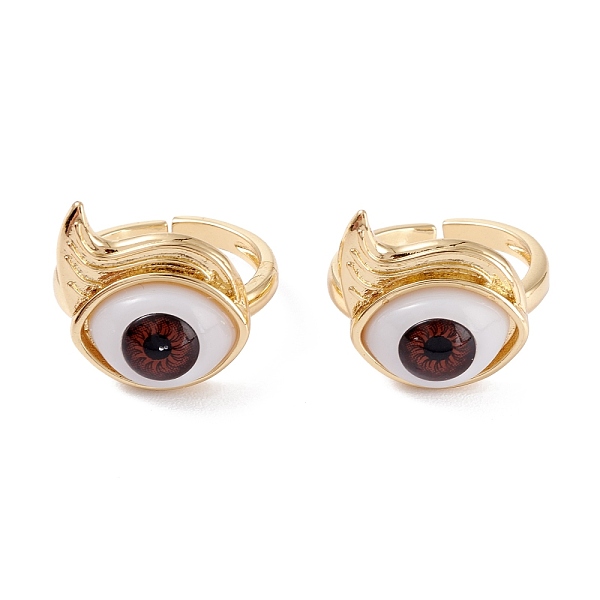 

PandaHall Brass Cuff Rings, Open Rings, with Resin Beads, Long-Lasting Plated, Real 18K Gold Plated, Evil Eye, Dark Red, 3mm, Inner Diameter...
