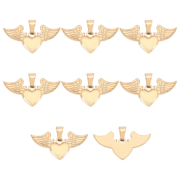 

PandaHall Unicraftale 304 Stainless Steel Pendants, Heart with Wing, Golden, 20x40x3mm, Hole: 9x5mm, 8pcs/box Stainless Steel Heart