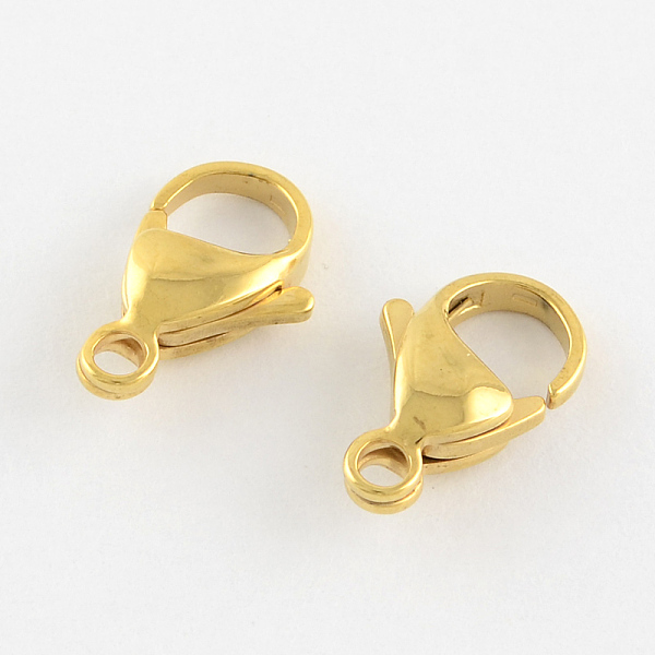 

PandaHall 304 Stainless Steel Lobster Claw Clasps, Parrot Trigger Clasps, Manual Polishing, Real 24K Gold Plated, 15x9x4mm, Hole: 2mm 304...