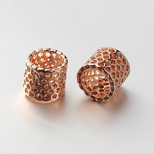 

PandaHall Brass Filigree Column Beads, Large Hole Beads, Rose Gold, 8.5x9mm, Hole: 7mm Brass Column