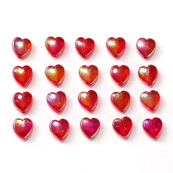 

PandaHall 100Pcs Eco-Friendly Transparent Acrylic Beads, Dyed, AB Color, Heart, Red, 8x8x3mm, Hole: 1.5mm Acrylic Heart Red