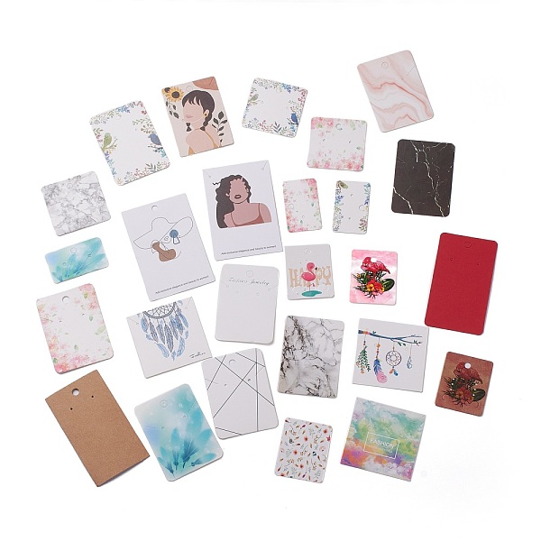 

PandaHall Paper Display Cards, Necklace Display Cards, Mixed Shape, Mixed Patterns, 1.9~9.8x4.8~8.8x0.04cm Paper Rectangle