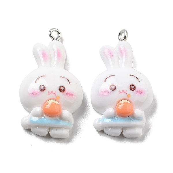 

PandaHall Opaque Resin Leveret Pendants, Rabbit Charms, White, 33x18x8mm, Hole: 2mm Resin Rabbit White