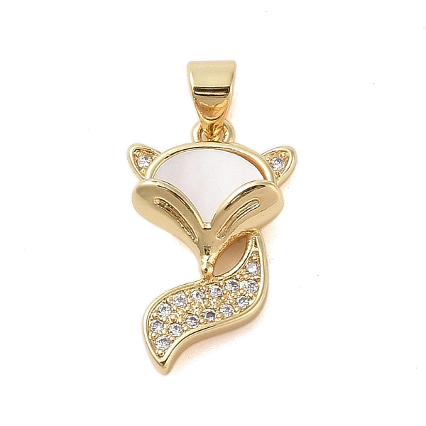 

PandaHall Brass Micro Pave Clear Cubic Zirconia Pendant, with Shell, Fox, Real 18K Gold Plated, 20.5x13x6mm, Hole: 4x3mm Brass+Cubic...