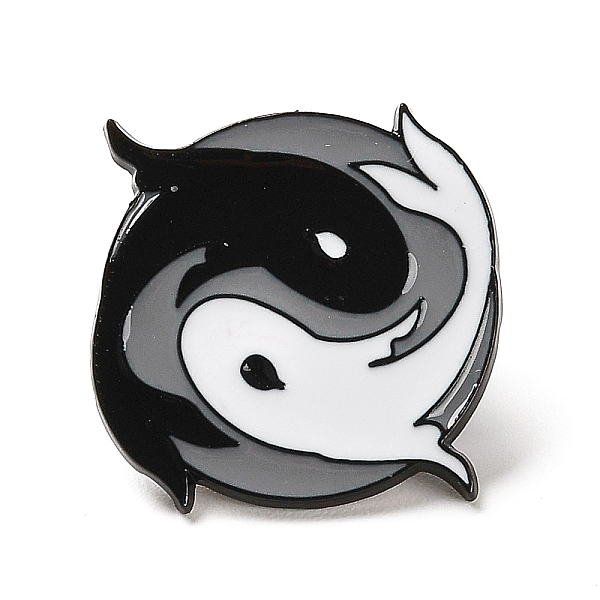 

PandaHall Black White Gray Yin-Yang Eight Trigrams Enamel Pins, Black Alloy Brooches for Backpack Clothes, Fish, 23.5x23.5x1mm Alloy+Enamel...