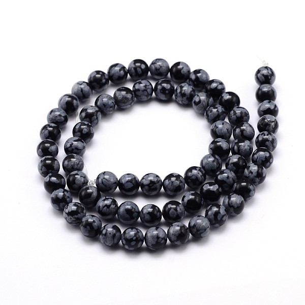 Schneeflocken-Obsidian Natürliche Runde Perle Stränge