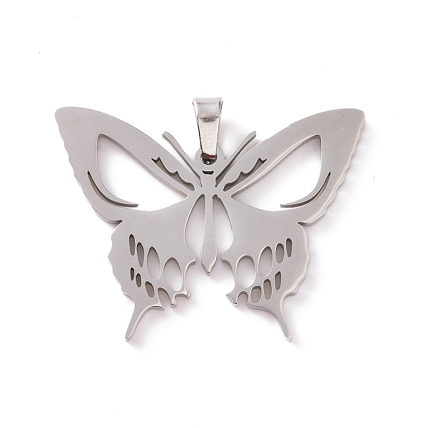 

PandaHall Hollow 201 Stainless Steel Pendants, Butterfly, Stainless Steel Color, 31x41x2mm, Hole: 4x6mm 201 Stainless Steel Butterfly