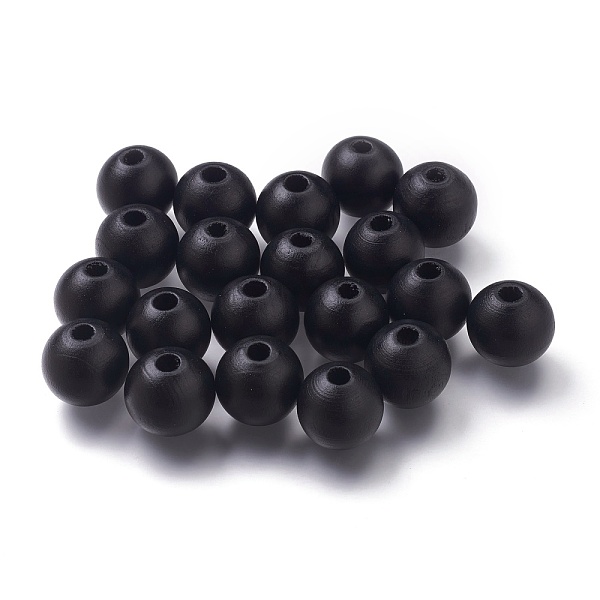 

PandaHall Painted Natural Wood Beads, Round, Black, 16mm, Hole: 4mm Schima Wood Round Black