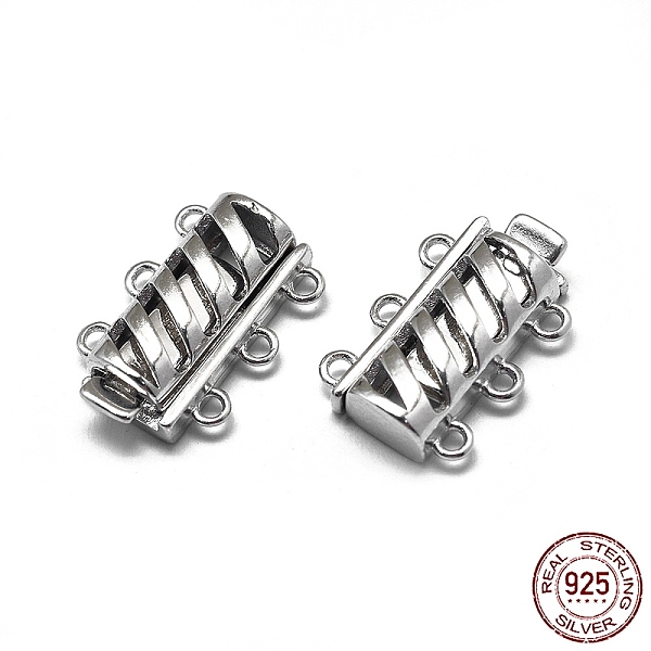 

PandaHall Rhodium Plated 925 Sterling Silver Box Clasps, Multi-Strand Clasps, with 925 Stamp, Rectangle, Platinum, 16.5x11x4.5mm, Hole...