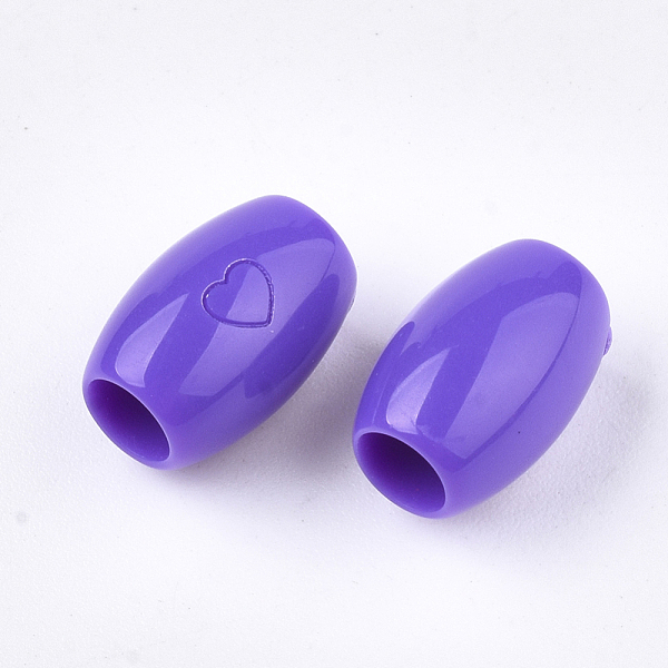 

PandaHall Acrylic European Beads, Large Hole Beads, Oval with Heart, Dark Orchid, 12x8mm, Hole: 4mm, about 1300pcs/500g Acrylic Oval Purple