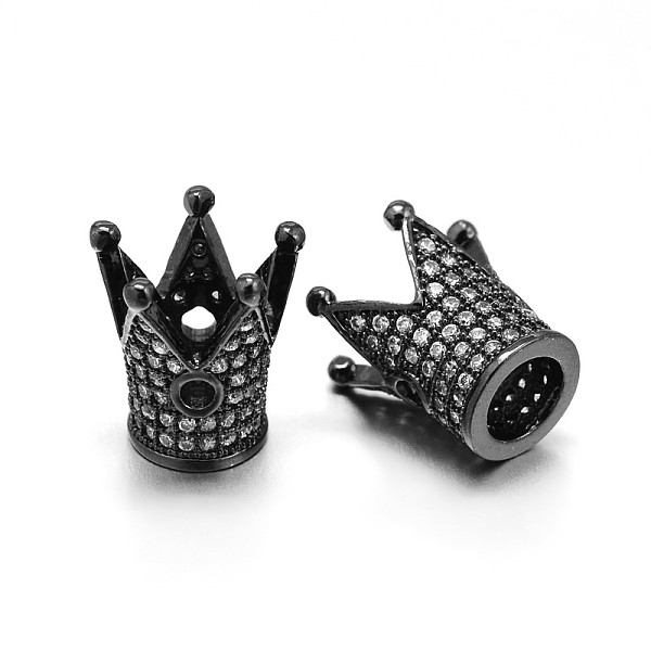 

PandaHall Brass Micro Pave Cubic Zirconia Crown Beads, Lead Free & Cadmium Free & Nickel Free, Clear, Gunmetal, 12.5x12mm, Hole: 1.5mm...