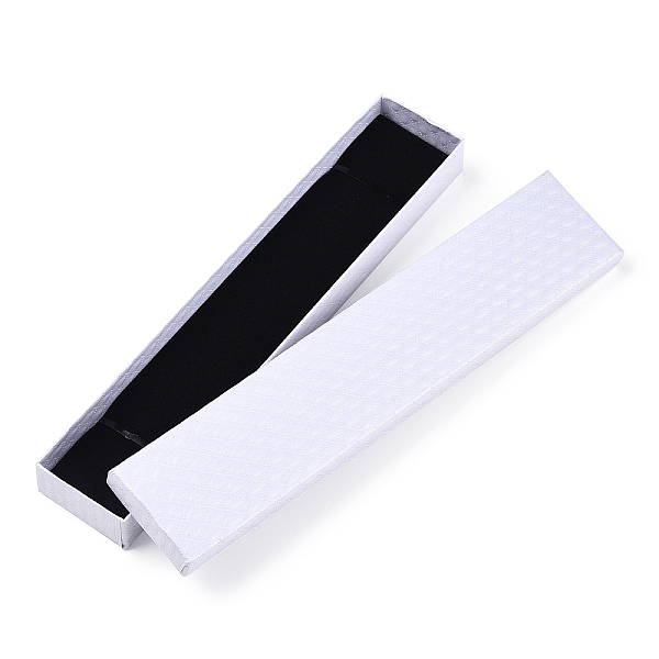 

PandaHall Rhombus Textured Cardboard Jewelry Necklace Boxes, with Black Sponge, for Jewelry Gift Packaging, Rectangle, White, 21.1x4.3x2.1cm...