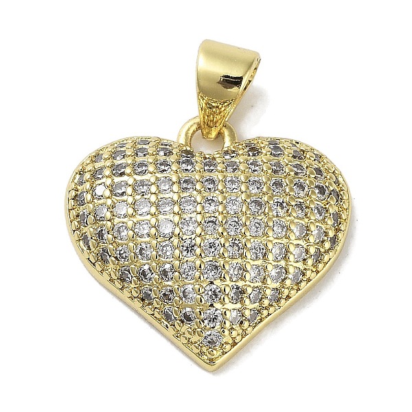 

PandaHall Rack Plating Brass Micro Pave Clear Cubic Zirconia Pendants, Lead Free & Cadmium Free, Long-Lasting Plated, Heart, Real 18K Gold...