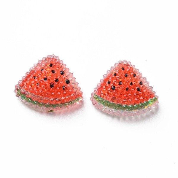 

PandaHall Transparent Epoxy Resin Cabochons, with Paillette, Watermelon, Orange Red, 20x22.5x6.5mm Epoxy Resin Fruit