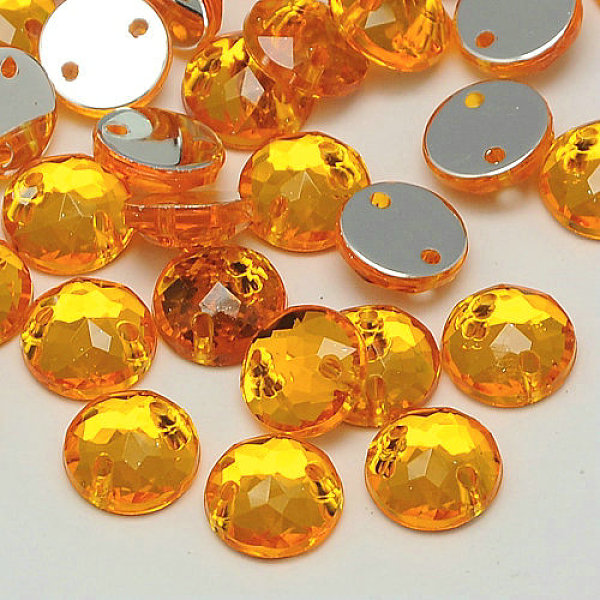

PandaHall Sew on Rhinestone, Taiwan Acrylic Rhinestone, Two Holes, Garments Accessories, Faceted, Half Round/Dome, Goldenrod, 10x4mm, Hole..., Gold