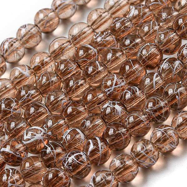 

PandaHall Drawbench Transparent Glass Beads Strands, Spray Painted, Round, Navajo White, 4mm, Hole: 1.1~1.3mm, 31.4 inch Glass Round Orange