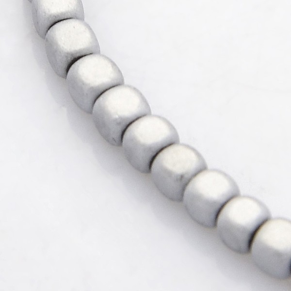 

PandaHall Electroplate Non-magnetic Synthetic Hematite Beads Strands, Cube, Frosted, Platinum Plated, 3x3x3mm, Hole: 1mm, about...