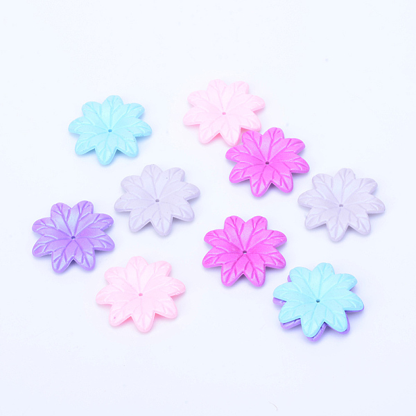 

PandaHall Opaque Acrylic Bead Caps, Flower, Mixed Color, 36x36x6.5mm, Hole: 1.5mm, about 180pcs/500g Acrylic Multicolor