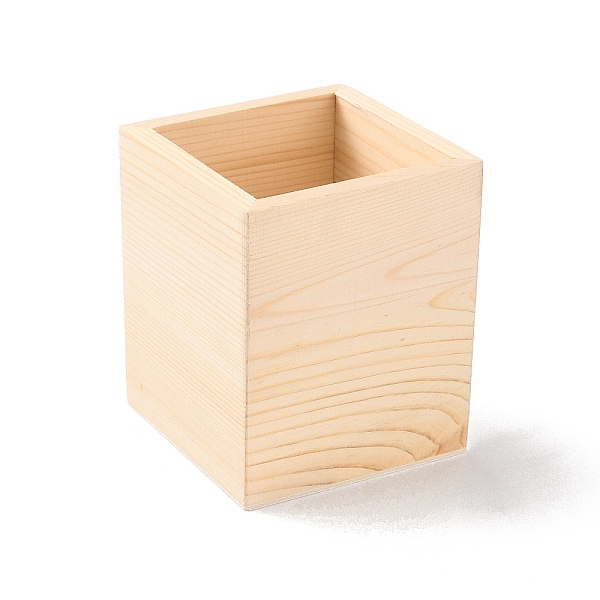 

PandaHall Unfinished Blank Cottonwood Pen Container, Square Pen Pencil Makeup Brush Holder, for DIY Hand Painting Crafts, Cuboid, Bisque..., Orange