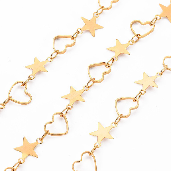 

PandaHall Handmade Brass Link Chains, Soldered, with Spool, Star with Heart, Real 18K Gold Plated, 3.7x2.3x0.5mm, about 16.4 Feet(5m)/roll...