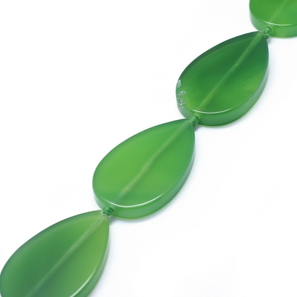 

PandaHall Natural Agate Beads Strands, Dyed, Teardrop, Lime Green, 48.5~49x29.5~30x5.5~7.5mm, Hole: 2mm, about 8pcs/strand, 16.1~16.6 inch...