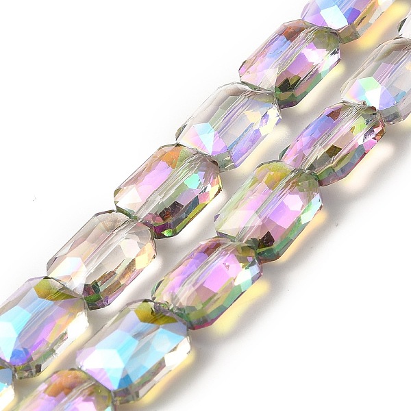 

PandaHall Transparent Electroplate Glass Beads Strands, Faceted, Half Plated, Rectangle, Dark Slate Blue, 11x9x6mm, Hole: 0.8mm, about...
