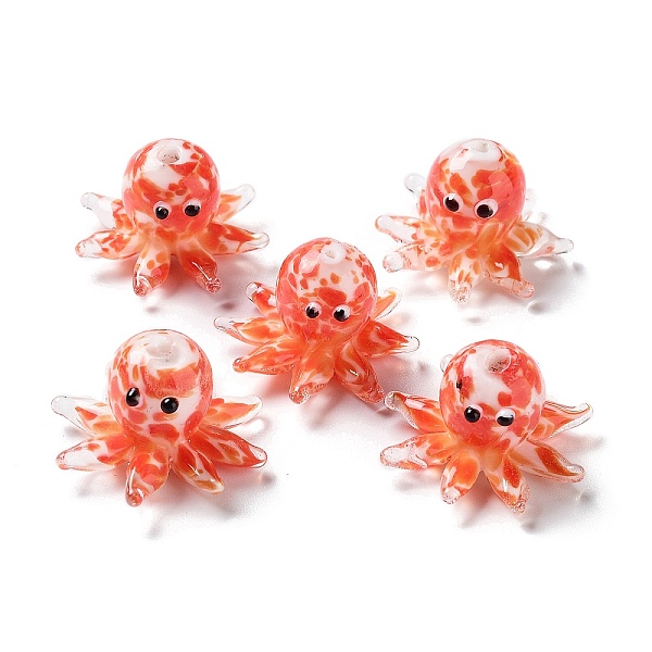

PandaHall Handmade Bumpy Lampwork Beads Strands, Octopus, Red, 15x25x4mm, Hole: 1.4mm Lampwork Octopus Red