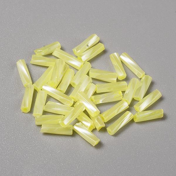 

PandaHall Opaque Colours Glass Twist Bugle Beads, Round Hole, Yellow, 6~7x2mm, Hole: 0.9mm, 270pcs/bag Glass Yellow