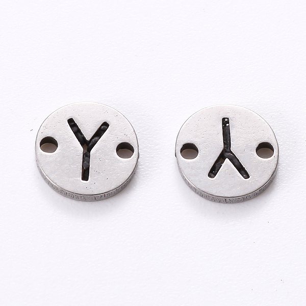 

PandaHall 201 Stainless Steel Links, Laser Cut, Flat Round with Letter, Letter.Y, 6x6x1mm, Hole: 0.8mm 201 Stainless Steel Flat Round