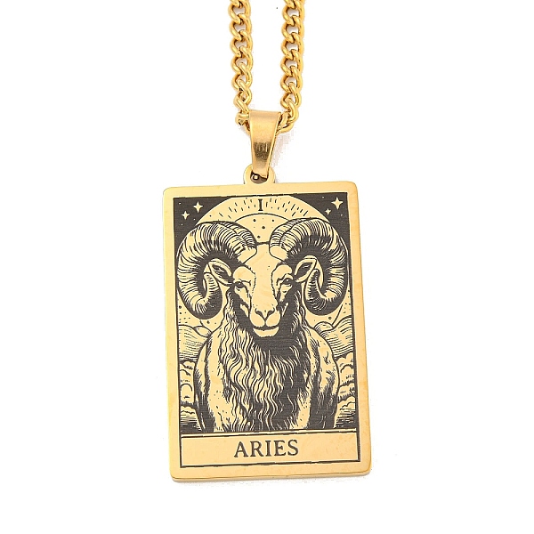 

PandaHall 304 Stainless Steel Tarot Pendant Necklaces, Cable Chain Necklaces, Aries, 23.23~24.21 inch(59~61.5cm) 304 Stainless Steel Aries