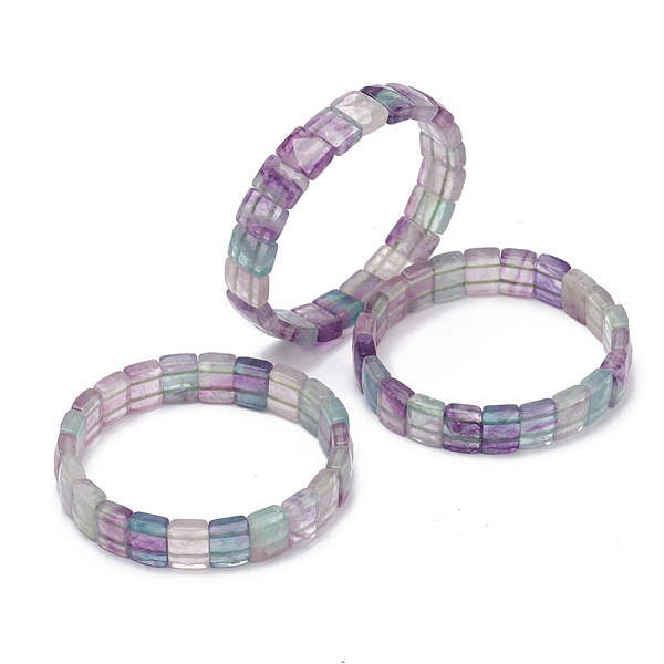 

PandaHall Natural Fluorite Gemstone Stretch Bracelets, Faceted, Rectangle, 2-3/8 inch(6cm) Fluorite