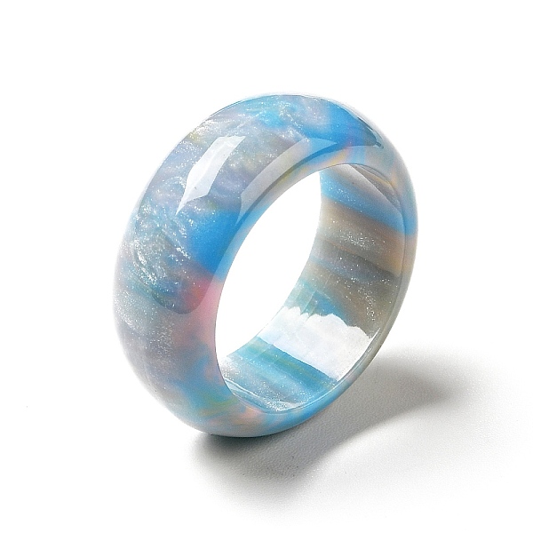 

PandaHall Resin Plain Band Finger Ring for Women, Dodger Blue, US Size 6 3/4(17.1mm) Resin
